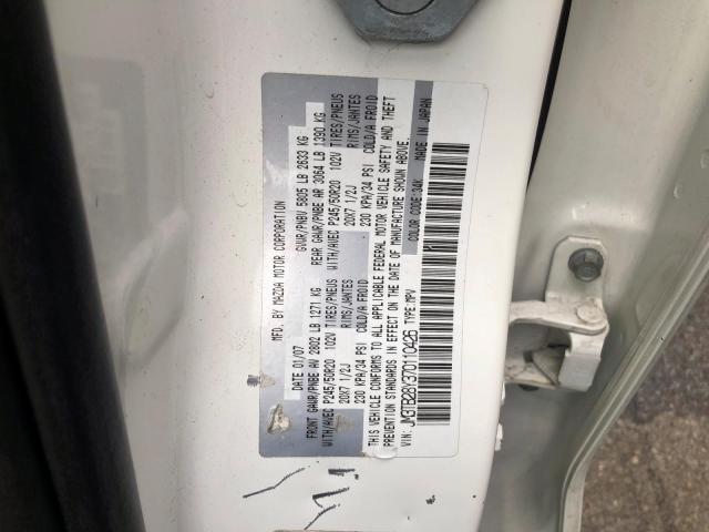 JM3TB28Y370110426 - 2007 MAZDA CX-9 WHITE photo 10