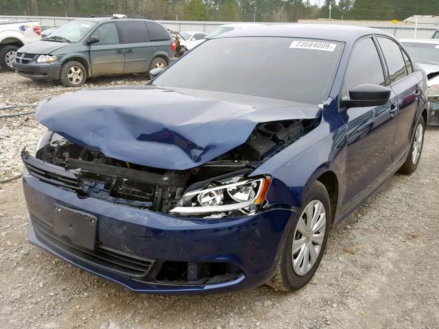 3VW2K7AJ3EM215294 - 2014 VOLKSWAGEN JETTA BASE BLUE photo 2