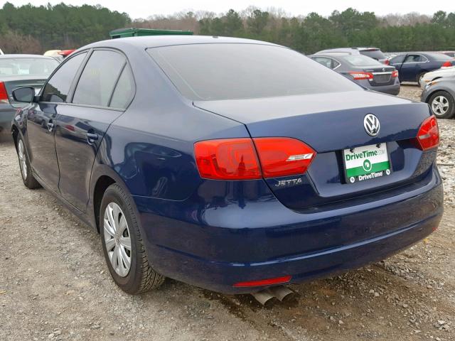 3VW2K7AJ3EM215294 - 2014 VOLKSWAGEN JETTA BASE BLUE photo 3