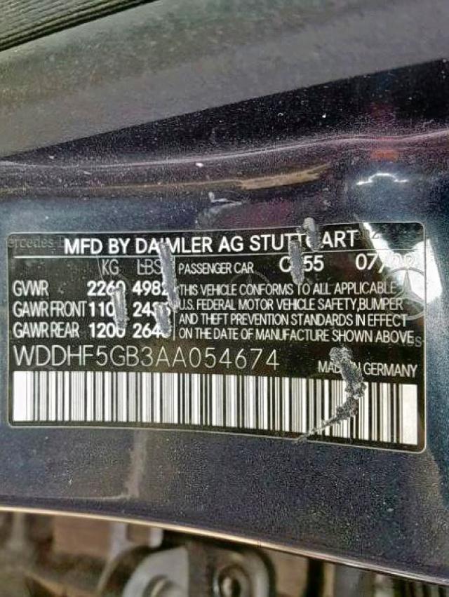 WDDHF5GB3AA054674 - 2010 MERCEDES-BENZ E 350 GRAY photo 10