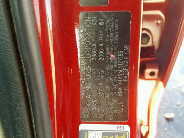 KNAFX4A65E5127186 - 2014 KIA FORTE LX 勃艮第红 照片 10