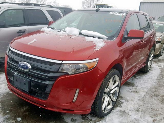 2FMDK4AK1BBA45822 - 2011 FORD EDGE SPORT RED photo 2