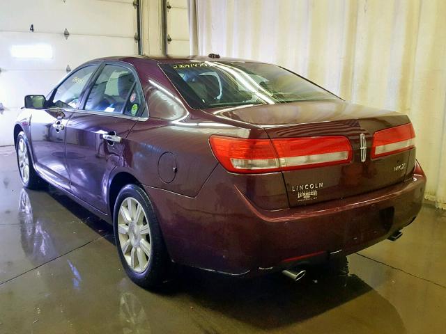 3LNHL2GC1CR837538 - 2012 LINCOLN MKZ MAROON photo 3