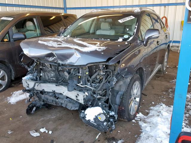 2T2BC1BA8FC010488 - 2015 LEXUS RX 450H GRAY photo 2