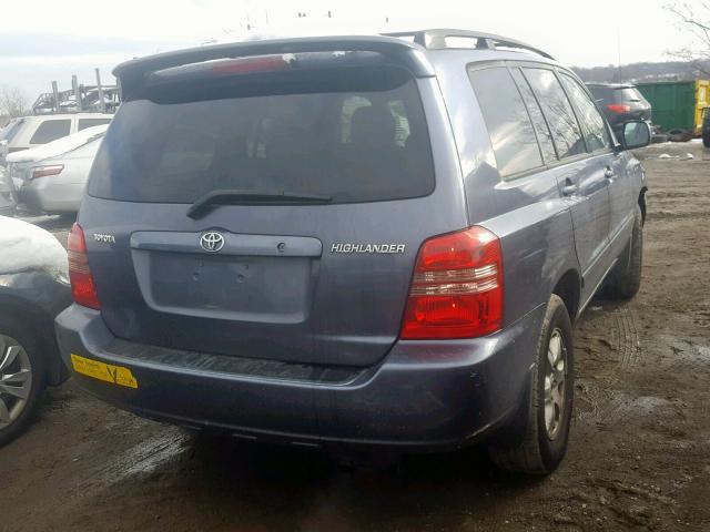 JTEGD21A120045632 - 2002 TOYOTA HIGHLANDER BLUE photo 4