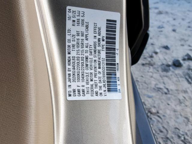 JHLRD78995C013152 - 2005 HONDA CR-V SE TAN photo 10