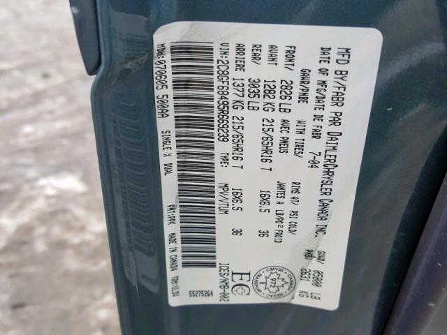 2C8GF68495R669239 - 2005 CHRYSLER PACIFICA T GREEN photo 10