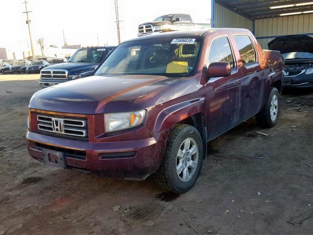 2HJYK16467H510450 - 2007 HONDA RIDGELINE MAROON photo 2