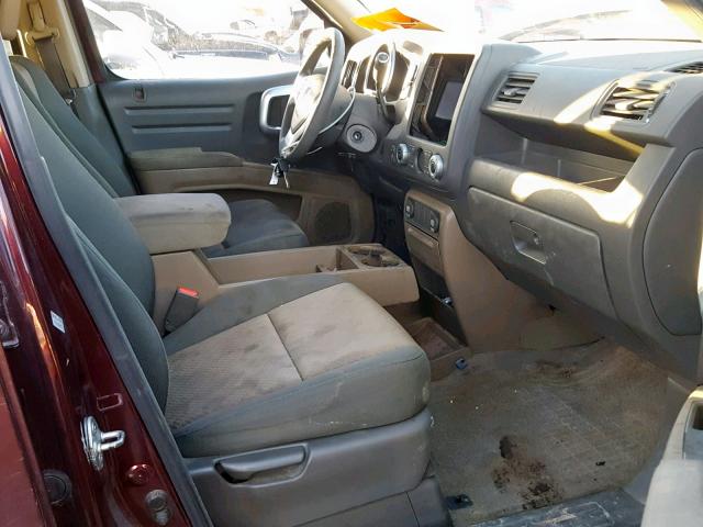 2HJYK16467H510450 - 2007 HONDA RIDGELINE MAROON photo 5