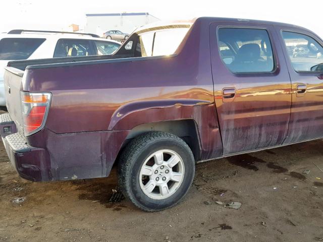 2HJYK16467H510450 - 2007 HONDA RIDGELINE MAROON photo 9