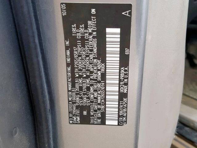 5TBET34126S510141 - 2006 TOYOTA TUNDRA DOU 银色 照片 10