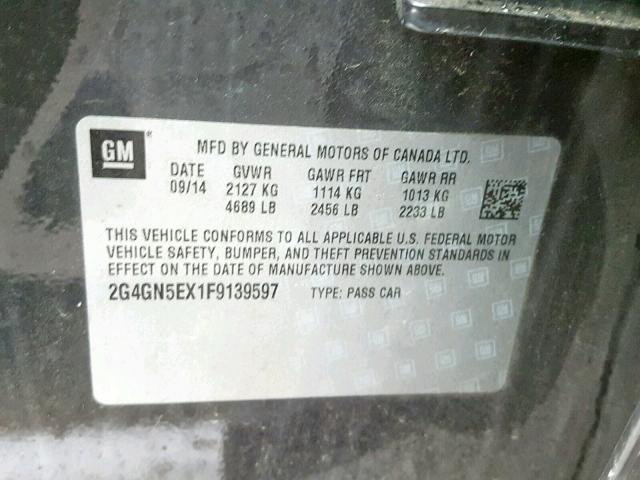 2G4GN5EX1F9139597 - 2015 BUICK REGAL PREM 灰色 照片 10