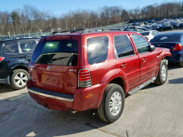 4M2CU57146KJ05631 - 2006 MERCURY MARINER RED photo 4