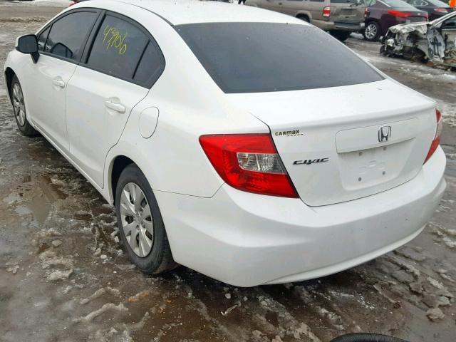 19XFB2F53CE065388 - 2012 HONDA CIVIC LX WHITE photo 3