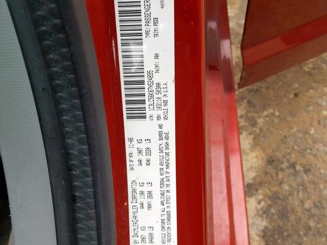 1C3LC56K87N524895 - 2007 CHRYSLER SEBRING TO 红色 照片 10