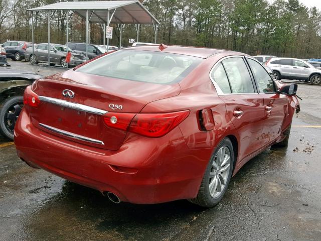 JN1BV7AP3EM673026 - 2014 INFINITI Q50 BASE RED photo 4