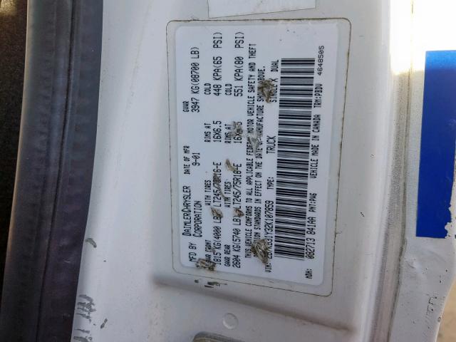 2B7KB31Y32K107859 - 2002 DODGE RAM VAN B3 WHITE photo 10