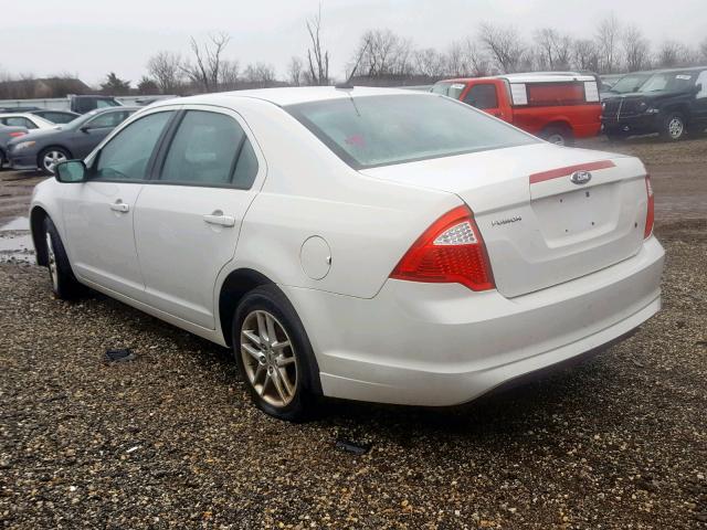 3FAHP0GA4BR308729 - 2011 FORD FUSION S WHITE photo 3