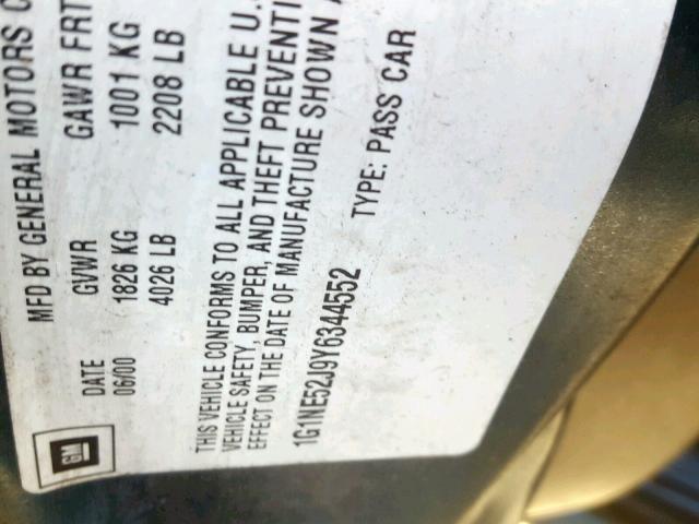 1G1NE52J9Y6344552 - 2000 CHEVROLET MALIBU LS მწვანე ფოტო 10