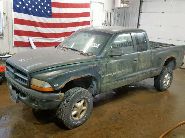 1B7GG22X4XS166357 - 2001 DODGE DAKOTA GREEN photo 2