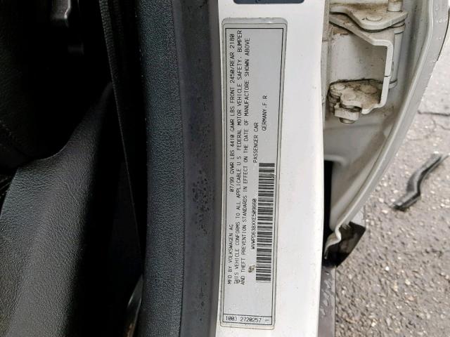 WVWPD63BXXE509660 - 1999 VOLKSWAGEN PASSAT GLX 白色 照片 10