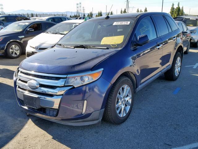 2FMDK3JC6BBB48205 - 2011 FORD EDGE SEL BLUE photo 2