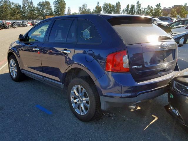 2FMDK3JC6BBB48205 - 2011 FORD EDGE SEL BLUE photo 3