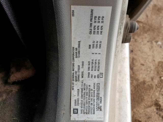 1GCDT136858163373 - 2005 CHEVROLET COLORADO SILVER photo 10