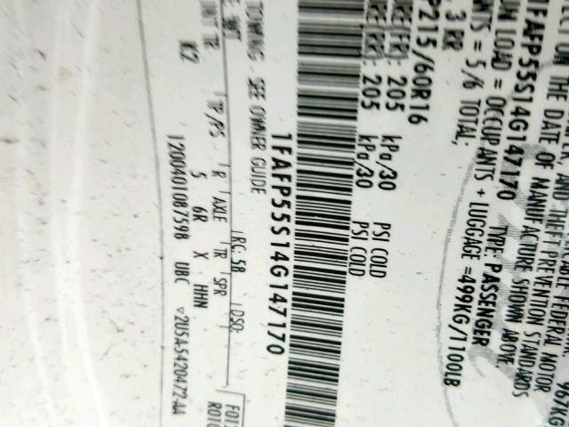 1FAFP55S14G147170 - 2004 FORD TAURUS SES Ağ foto 10