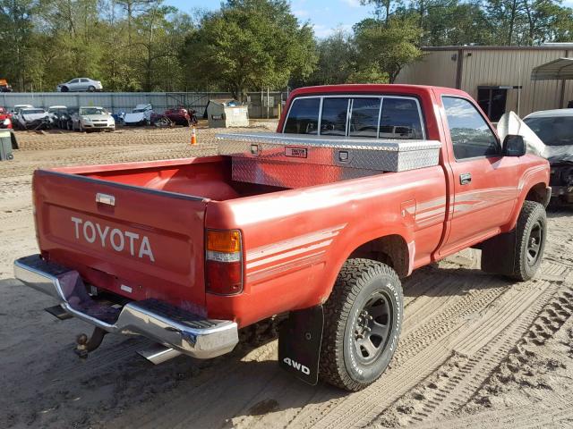 JT4RN01PXM7042838 - 1991 TOYOTA PICKUP 1/2 RED photo 4