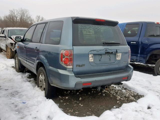 2HKYF18157H525539 - 2007 HONDA PILOT LX TEAL photo 3