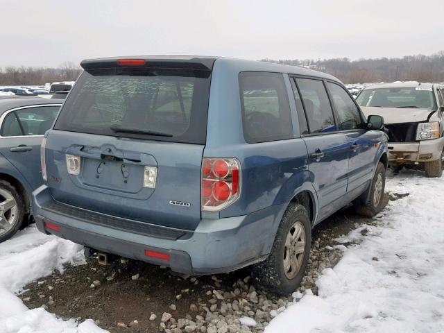 2HKYF18157H525539 - 2007 HONDA PILOT LX TEAL photo 4