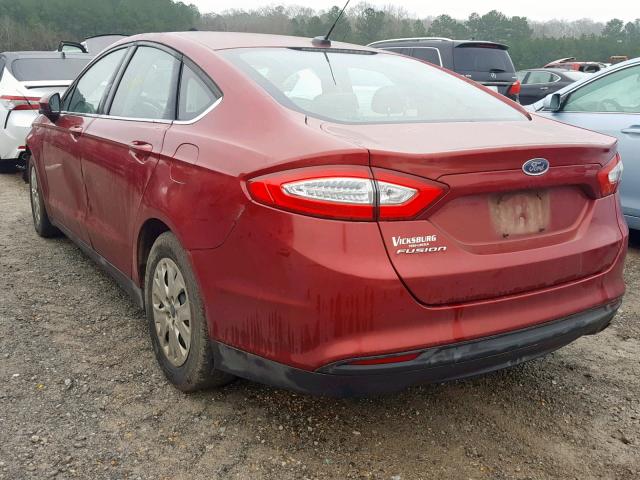 3FA6P0G70ER350119 - 2014 FORD FUSION S RED photo 3