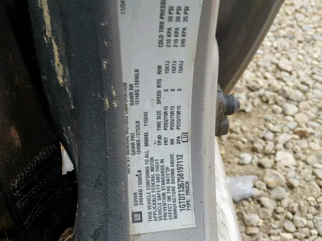 1GTDT136758197112 - 2005 GMC CANYON SILVER photo 10