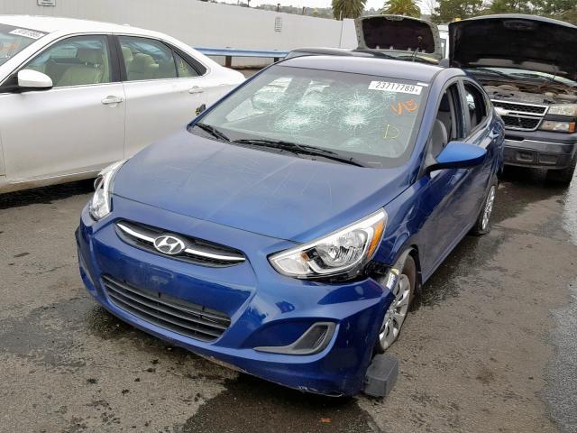 KMHCT4AE2GU014115 - 2016 HYUNDAI ACCENT SE BLUE photo 2