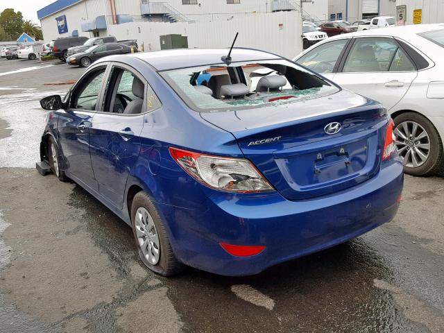 KMHCT4AE2GU014115 - 2016 HYUNDAI ACCENT SE BLUE photo 3