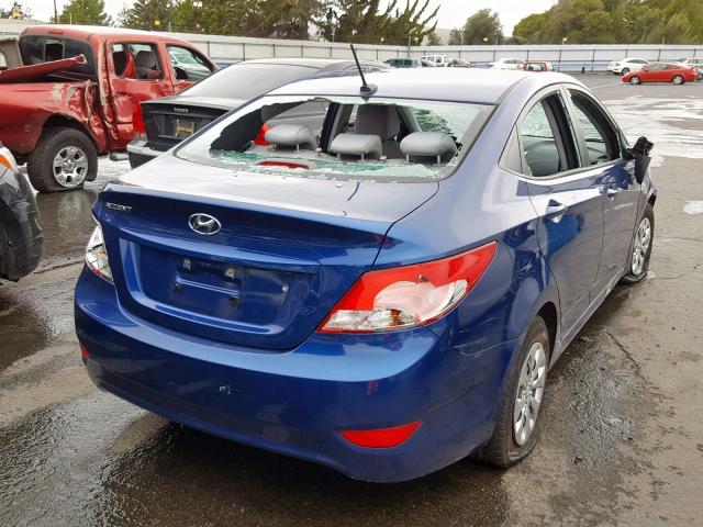 KMHCT4AE2GU014115 - 2016 HYUNDAI ACCENT SE BLUE photo 4