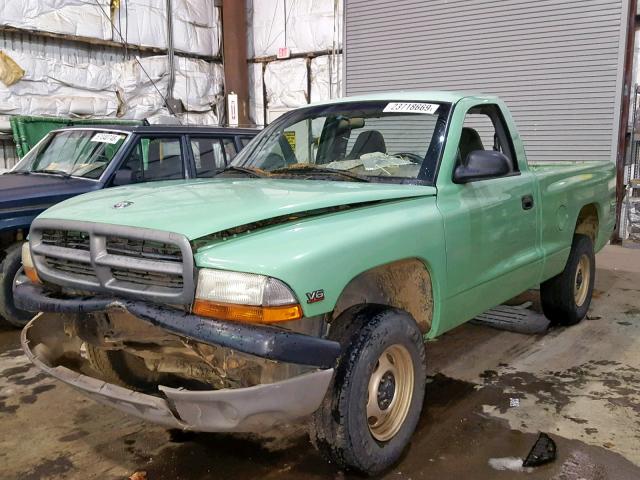 1B7GG26X7YS687262 - 2000 DODGE DAKOTA GREEN photo 2