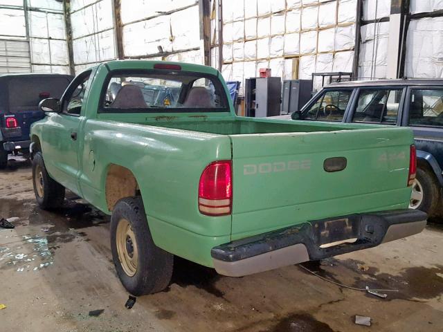 1B7GG26X7YS687262 - 2000 DODGE DAKOTA GREEN photo 3