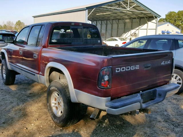 1B7HG48N32S666301 - 2002 DODGE DAKOTA QUA BURGUNDY photo 3