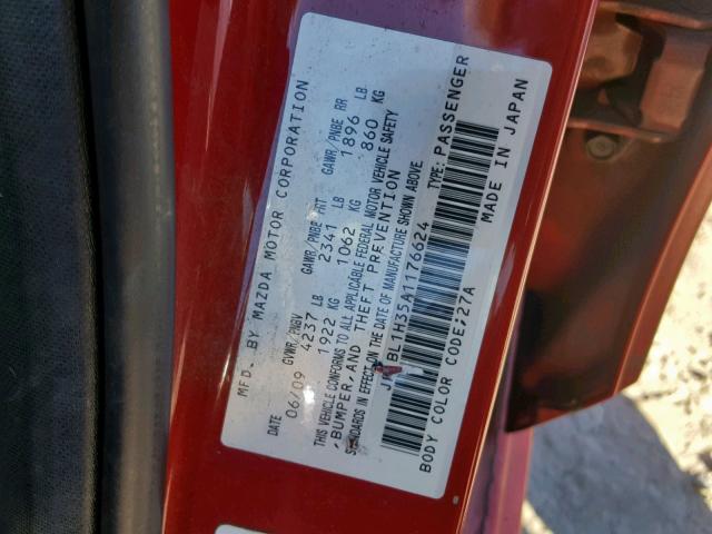 JM1BL1H35A1176624 - 2010 MAZDA SPEED 3 红色 照片 10