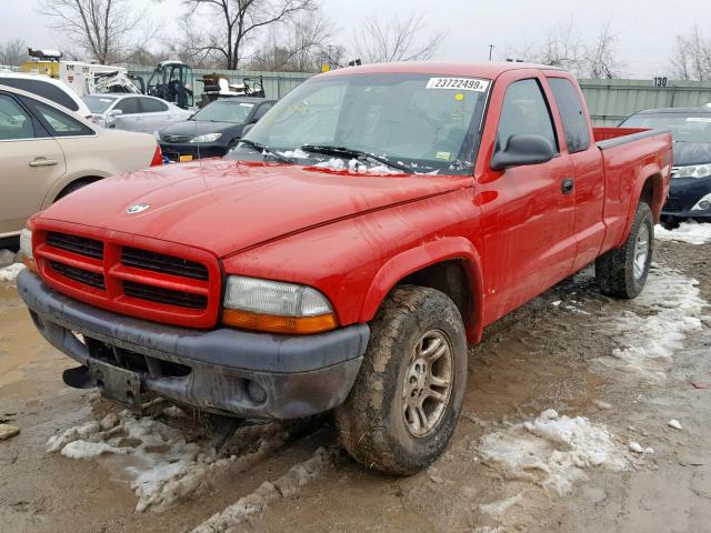 1D7HG12X93S375026 - 2003 DODGE DAKOTA SXT RED photo 2