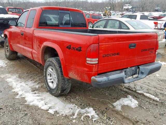 1D7HG12X93S375026 - 2003 DODGE DAKOTA SXT RED photo 3