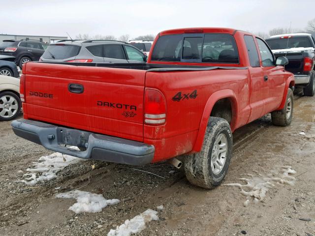 1D7HG12X93S375026 - 2003 DODGE DAKOTA SXT RED photo 4