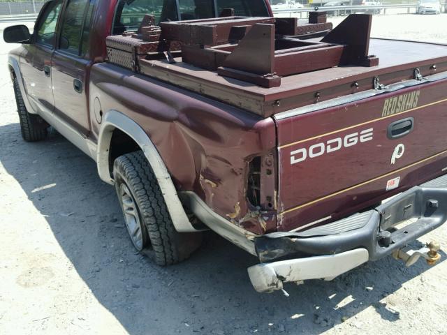 1B7HG48N62S537811 - 2002 DODGE DAKOTA QUA BURGUNDY photo 9