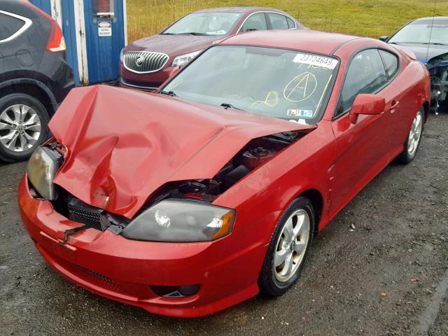 KMHHM65D35U154932 - 2005 HYUNDAI TIBURON RED photo 2