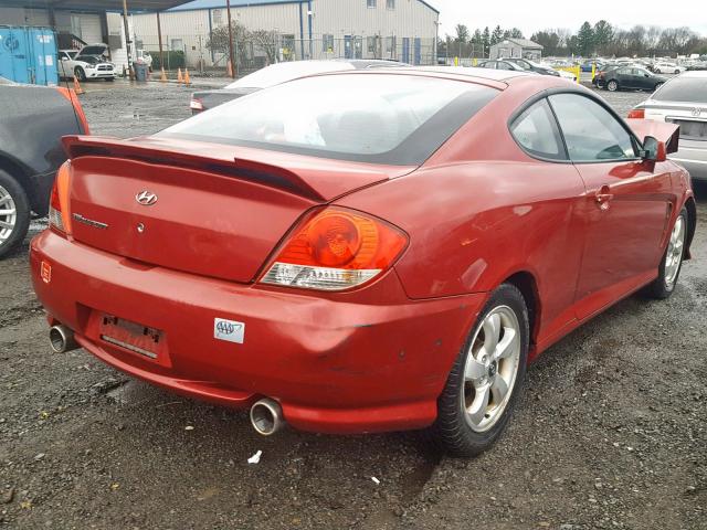 KMHHM65D35U154932 - 2005 HYUNDAI TIBURON RED photo 4