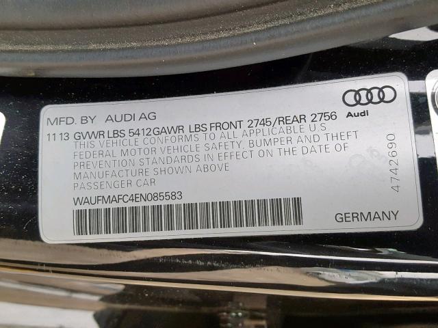 WAUFMAFC4EN085583 - 2014 AUDI A6 PREMIUM BLACK photo 10