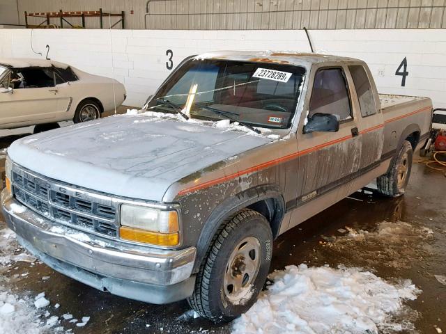 1B7FL23XXPS105262 - 1993 DODGE DAKOTA GRAY photo 2