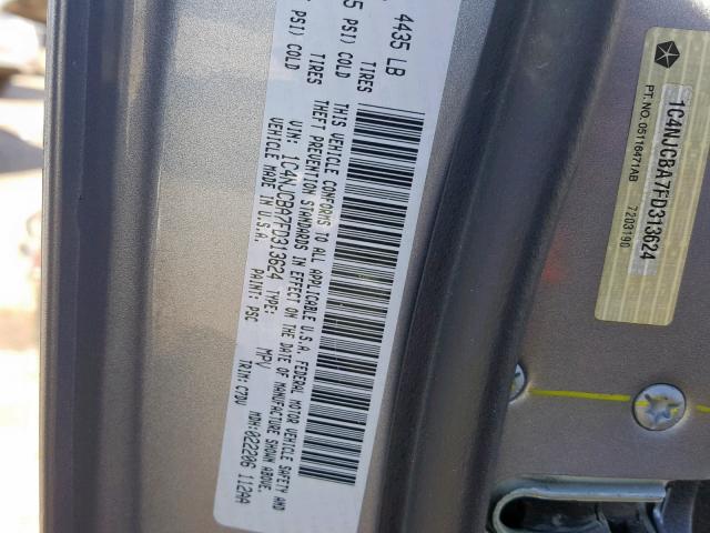 1C4NJCBA7FD313624 - 2015 JEEP COMPASS SP ვერცხლისფერი ფოტო 10